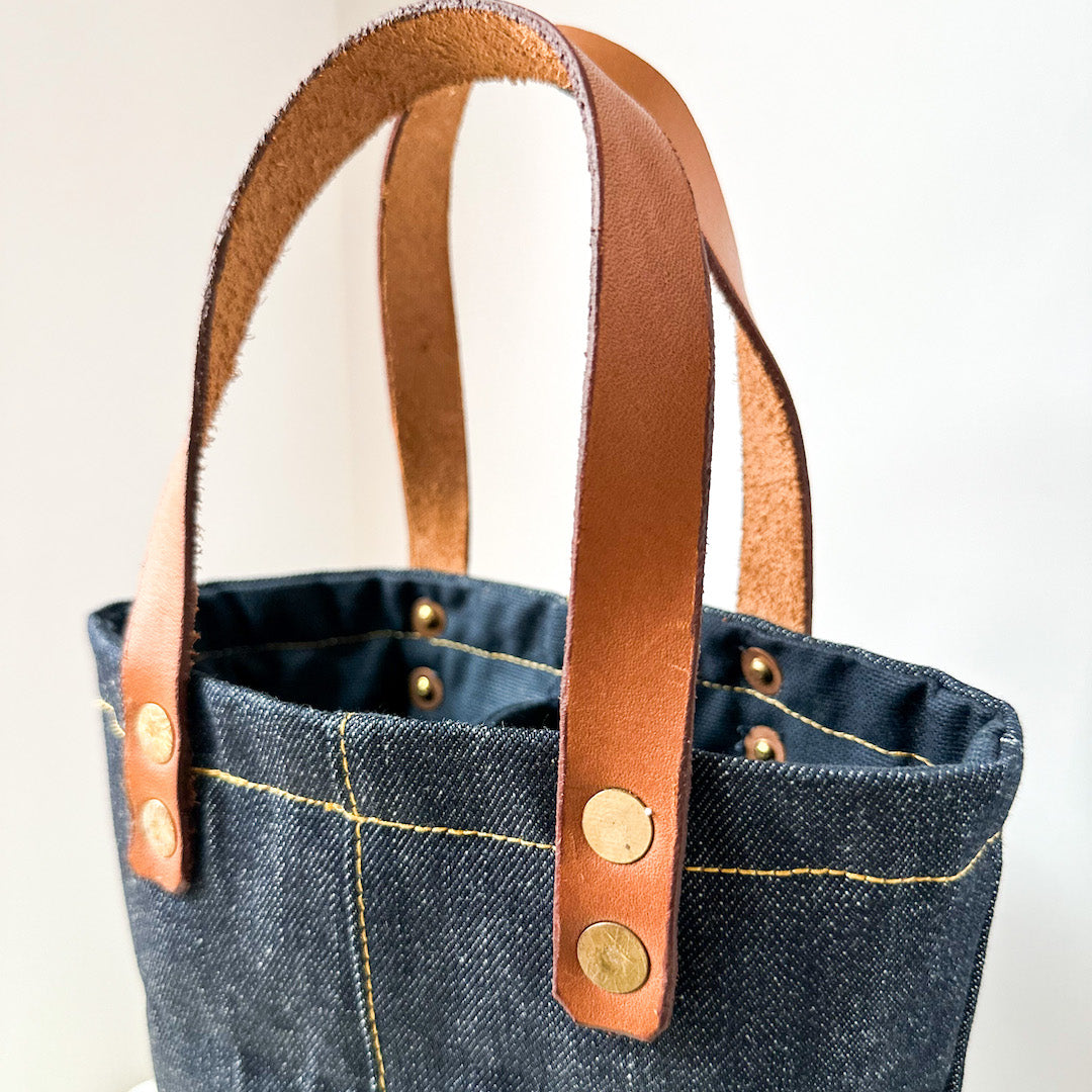 denim wine bag