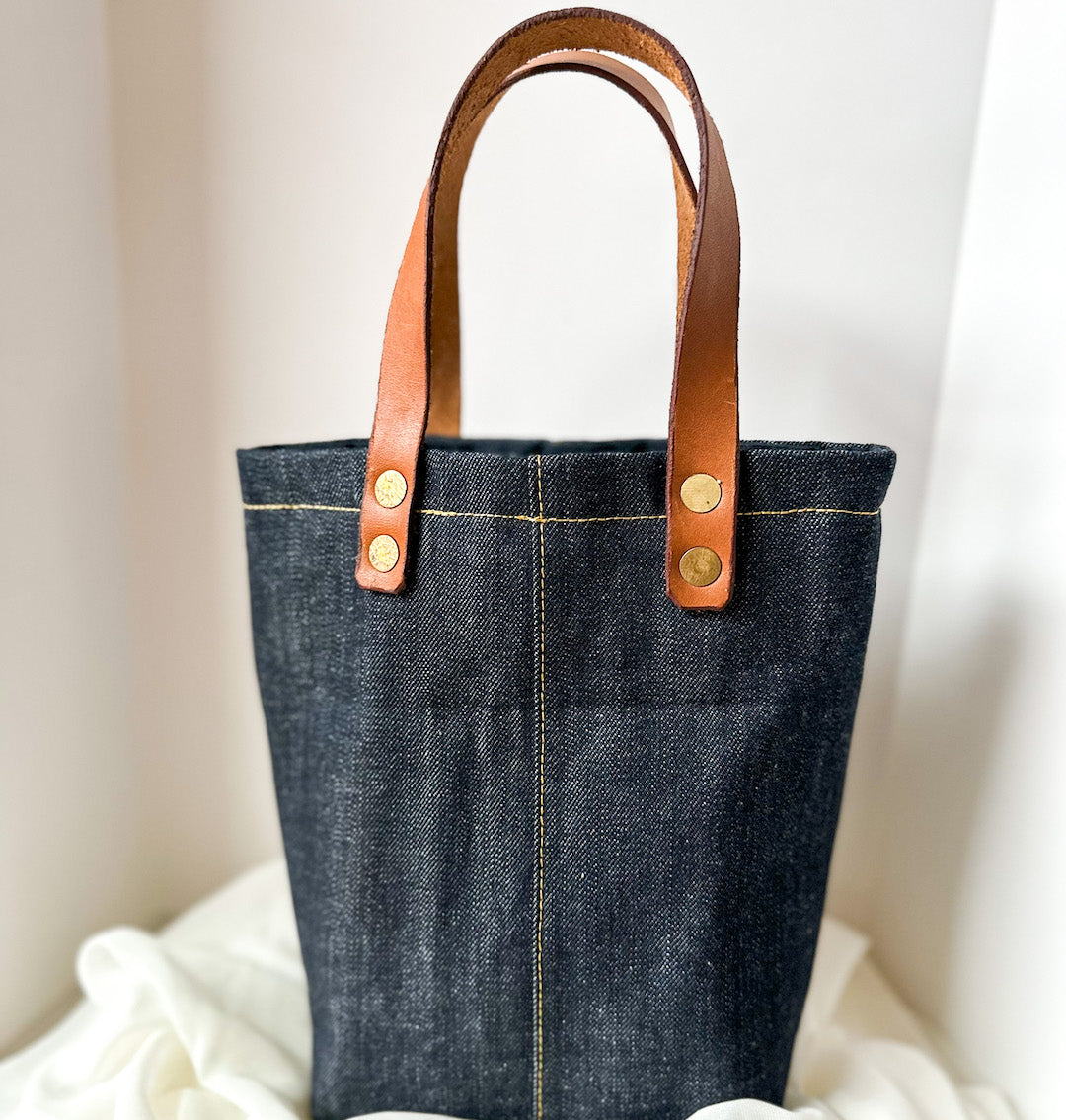 denim wine bag